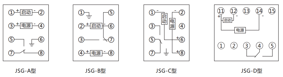 JSG-B型靜態(tài)閃光繼電器內部接線及外引接線圖（正視圖）