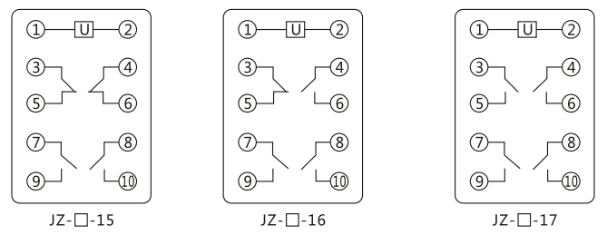 JZY（J)-208靜態(tài)中間繼電器內(nèi)部接線圖及外引接線圖