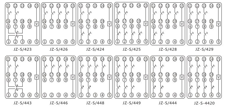 JZ-S/426靜態(tài)可調(diào)延時中間繼電器內(nèi)部接線圖及外引接線圖